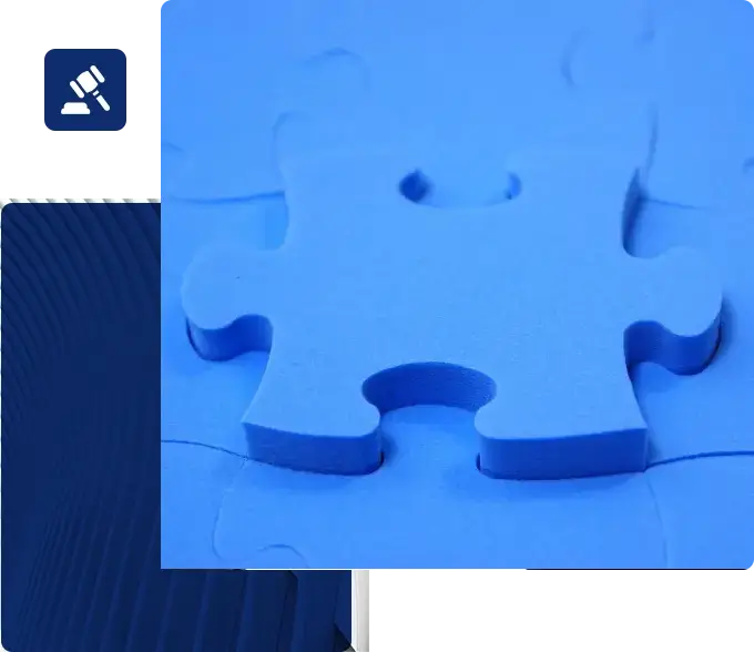 A blue puzzle piece is shown in the picture.